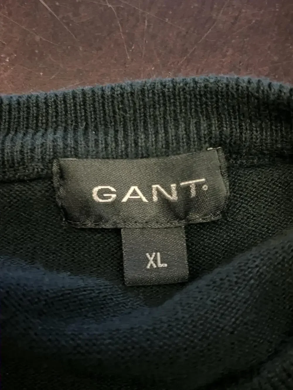 GANT Sweater Mens XL Black V Neck 100% Cotton Logo Knit Pullover Classic Fit